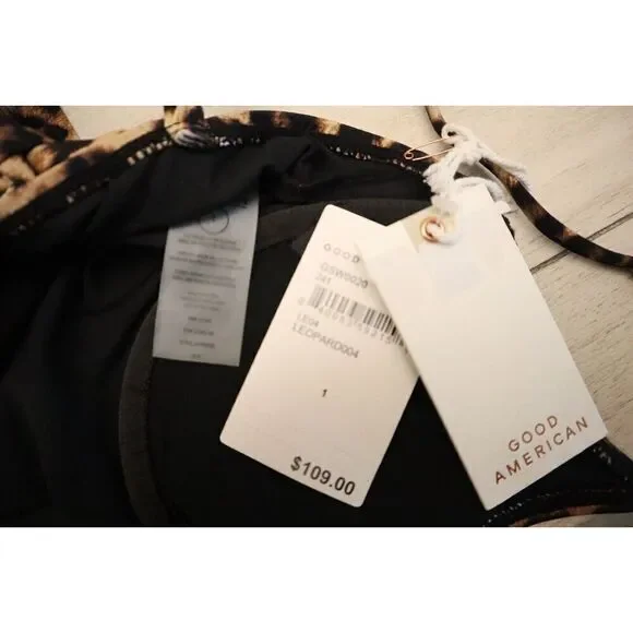 Good American GSW0020 Women's Sz 1/S Leopard Print Showoff 1-Pc Swimsuit - Picture 8 of 12